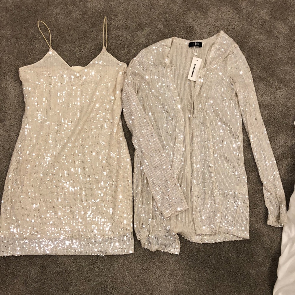 Sparkle Mini dress with thin overcoat